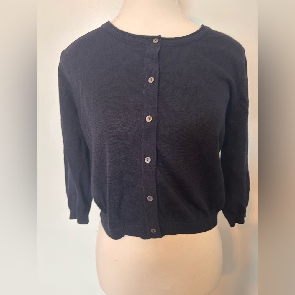 Classic Navy Blue Women's Cardigan - Picture 2 of 10